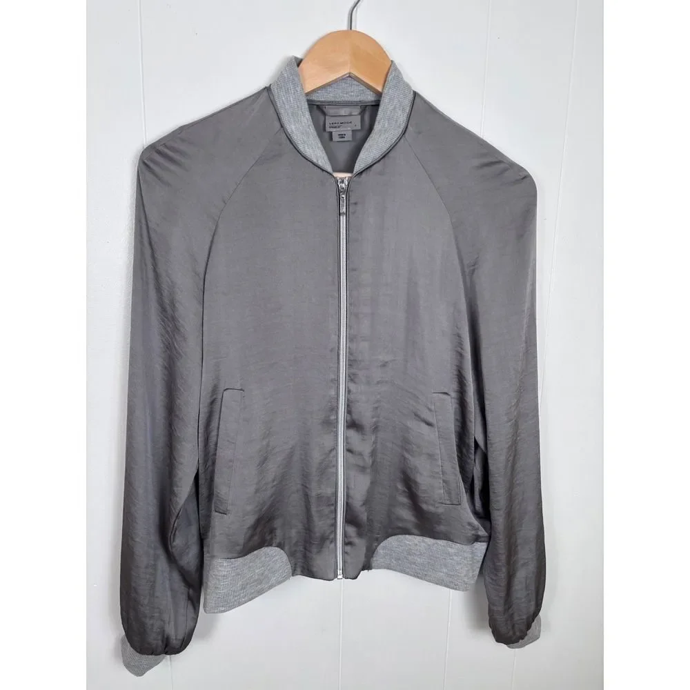 Vero Moda Bomber Jacket Lightweight Casual Zip Up Gray Small‎
